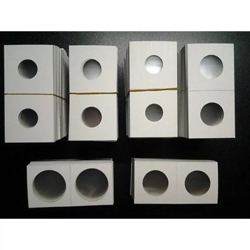 100 Assorted Size 2×2 Cardboard Flips Mylar Coin Holders – Your Choice