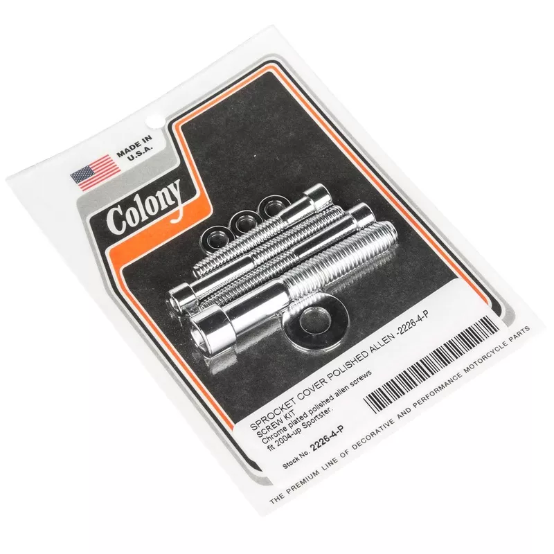#2226-4-P Sprocket Cover Smooth Allen Kit 2004-Up Harley-Davidson Sportster - Chrome Plated