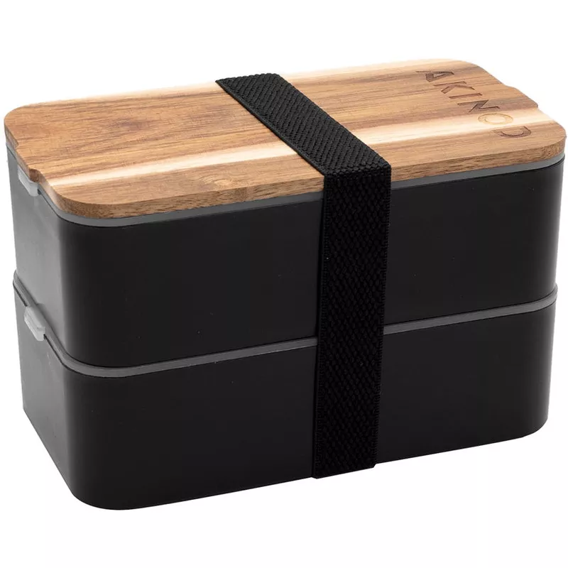 Akinod Bento Lunch Bag Gray Double Compartment 000045