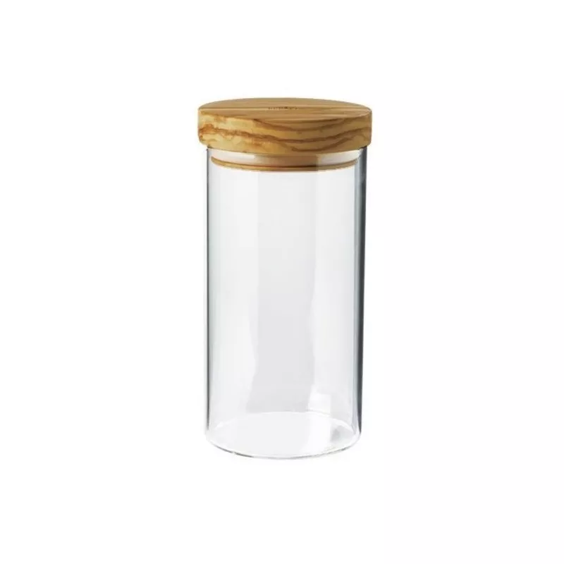 Berard Glass Storage Jar with Olive Wood Lid – 20cm