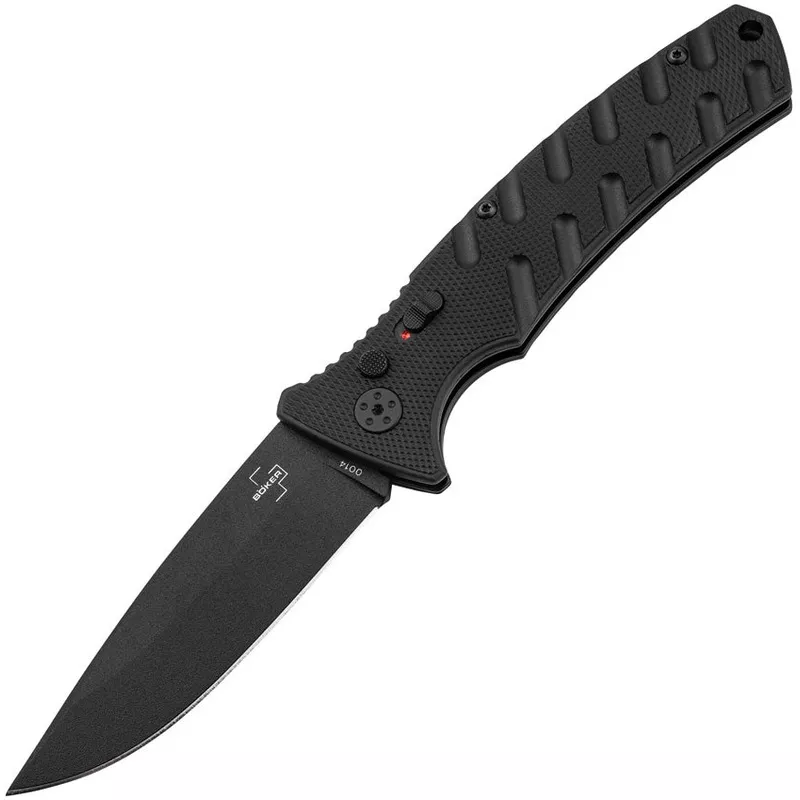 Boker Plus Automatic Large Strike Knife Button Lock Black D2 Steel Blade P06EX900