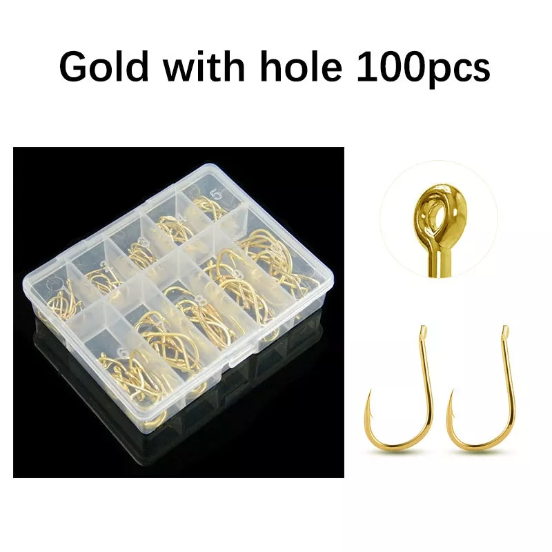 fish hooks 100pcs Black With hole JC18165200