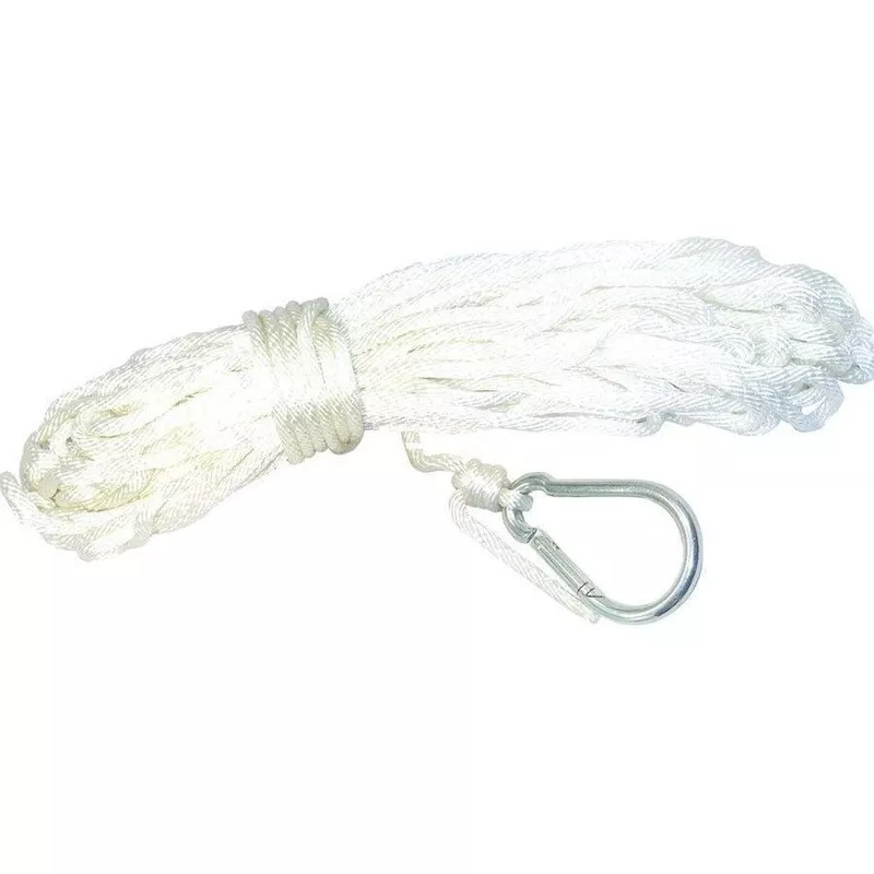 Invincible Marine Anchor Line 3/8x50' Solid Braid Nylon with hook