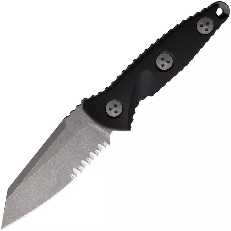 Microtech Socom Alpha Mini Warcom Carbon Fiber Apocalyptic Partially Serrated Fixed Blade Knife 93M11AP