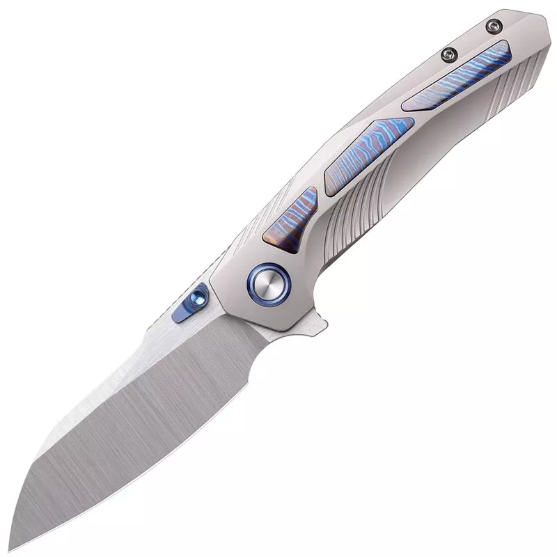 REMETTE Kestrel Framelock Gray Titanium & Timascus Folding S35VN Knife RTPOD