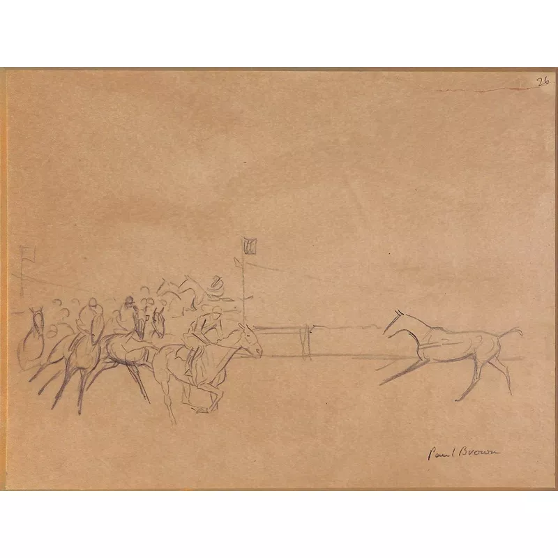 'Rounding The Turn at Aintree' Pencil Drawing #26 by Paul Brown