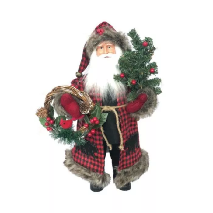 Santa's Workshop Plaid Black Bear Claus