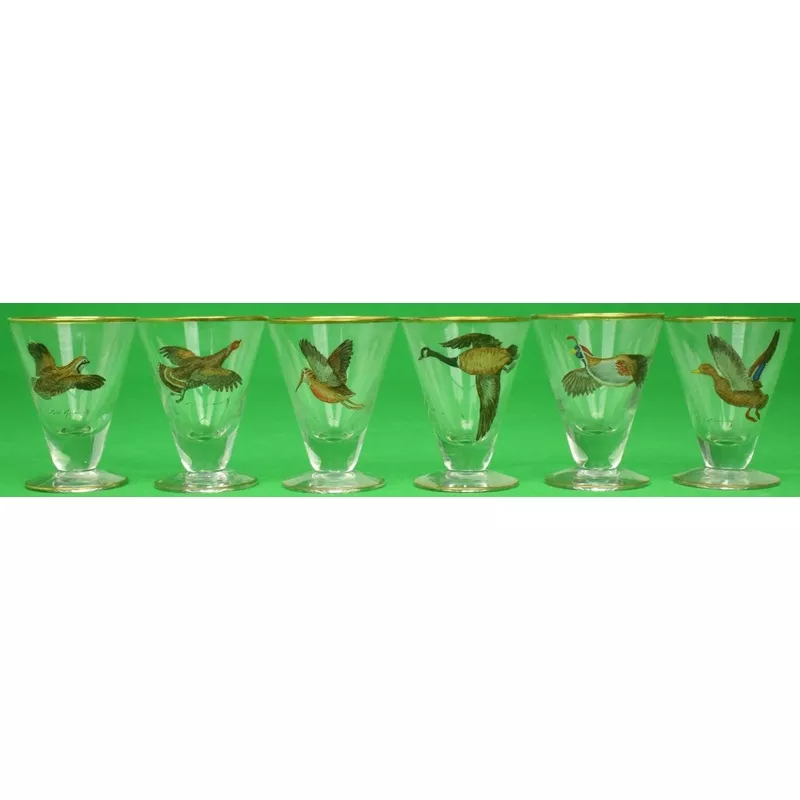 "Set x 6 Cyril Gorainoff Game Bird Cordial Glasses"