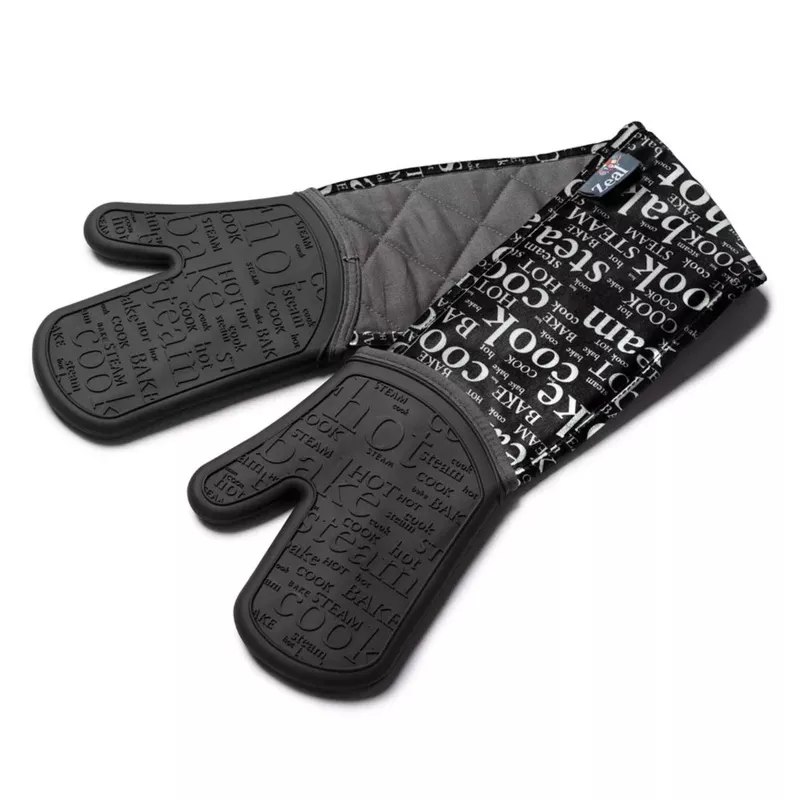 Zeal Hot Print Silicone Double Oven Glove Black